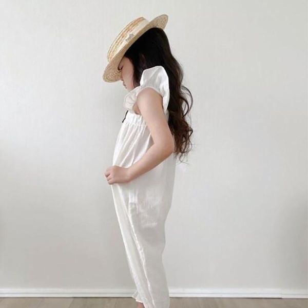 

jumpsuits 2021spring summer girls clothe kids clothes linen overalls white jumpsuit, Blue