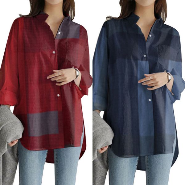 

vintage tunic blouse women long sleeve casual shirt turn down collar plus size office for ladies blusas x0521, White