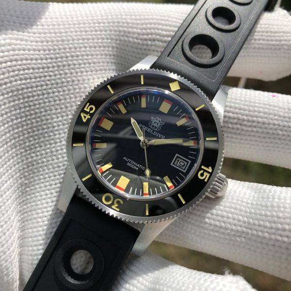 

pike c3 luminous diver watch nh35 automatic 316l stainless steel men mechanical watches sapphire 30atm dive wristwatches, Slivery;brown