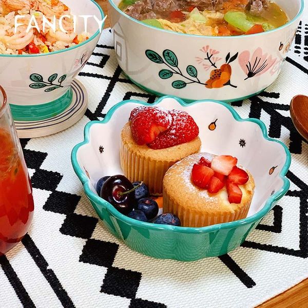 

high-value japanese ceramic personality fruit salad bowl creative ins dessert tableware single bowls