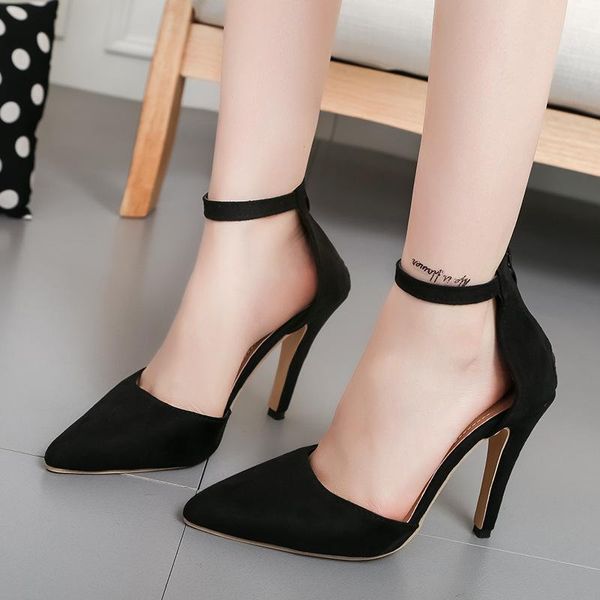 

dress shoes swqzvt fashion summer women pointed toe high heels sandals ankle buckle wedges for, Black