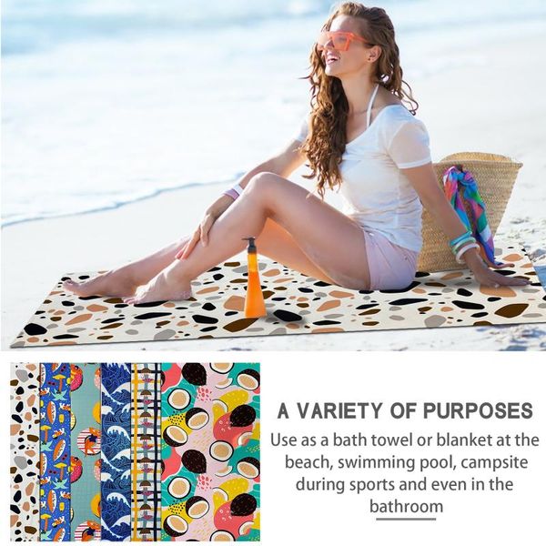 

towel lightweight and soft beach double-sided printing microfiber no fading eco-friendly travel serviette de plage#b