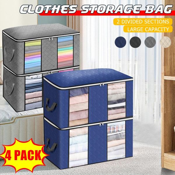 

storage bags 4pcs/set bag for clothes blanket portable non-woven folding pillow quilt box organizer