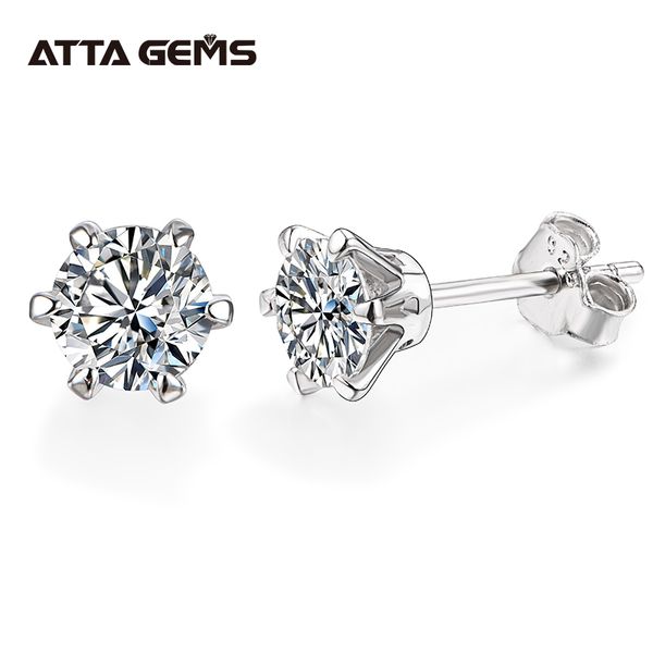 

new arrival 0.5 carat moissanite gemstone stud earrings for women solid 925 sterling silver d color solitaire fine jewelry, Golden;silver