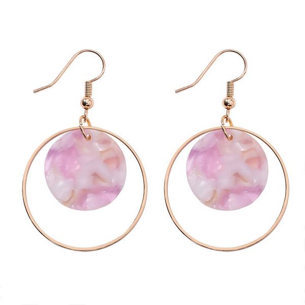 

sweet japan pink acetic acid acrylic earrings earring geometric crystal round metal circle fringed drop for women dangle & chandelier, Silver