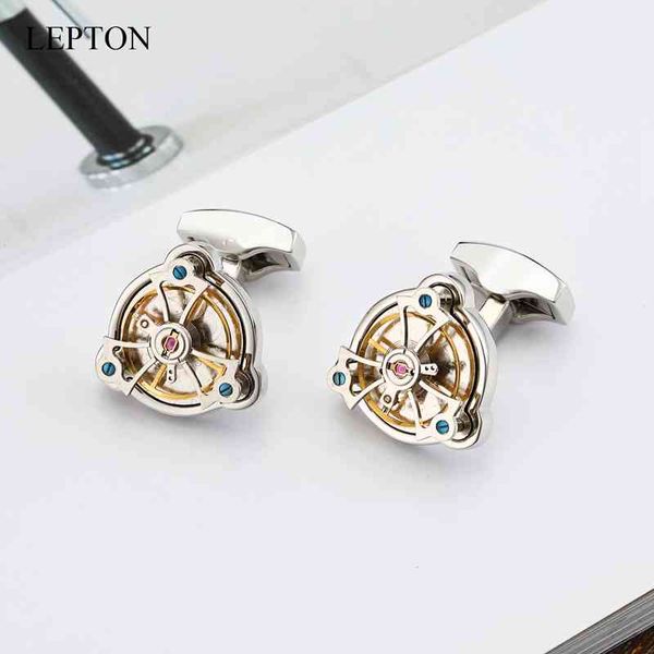 

arrival movement tourbillon for mens wedding groom mechanical watch steampunk gear cufflinks relojes gemelos, Silver