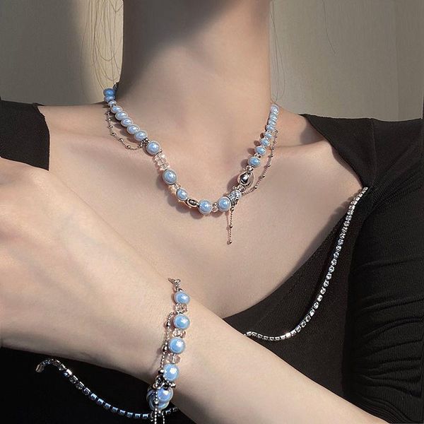 

beaded, strands luxury reflective beads bracelet women design cute pearl party club punk hippop jewelry, Black