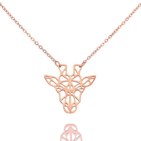 

animal necklace womens fashion jewelry on the nekc pendant stainless steel rose gold chains necklaces simple deer accessories, Silver