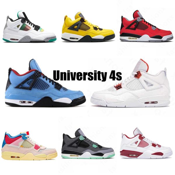

university blue fire red 4 4s men women basketball shoes cactus jack black cat metallic orange pine green paris trainers mens sneakers