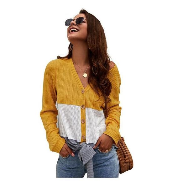 

women's sweaters patchwork sweater women fashion v neck long sleeve office ladies plus size lace up chompas para mujer cl32, White;black