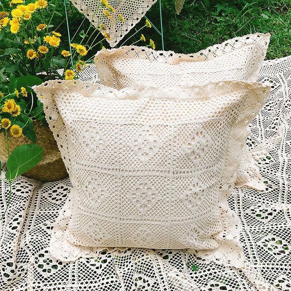 

cushion/decorative pillow home decoration european style cushion cover cotton imitation handmade crochet pillowcase sofa
