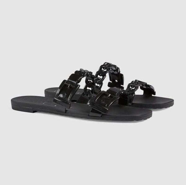 

summer designer slides women's slippers rubber slide sandal chain women flip flops lady girls black white brown beach sandalias