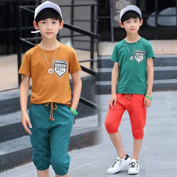 Big Boy Summer Clothing Sets Boys Clothes Short Sleeve T Shirt + Shorts Toddler Kids Children 3 4 5 6 7 8 9 10 Years X0802