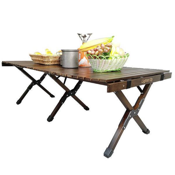 

outdoor furniture bbq-table folding picnic camping egg-roll-style barbecue solid-wood camp