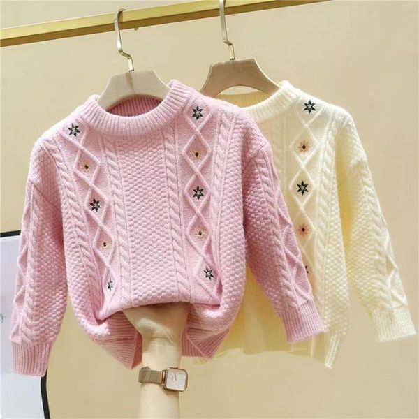 

pullover girls sweater kids coat outwear 2021 casual plus velvet thicken warm winter autumn fleece christmas children's clothing, Blue
