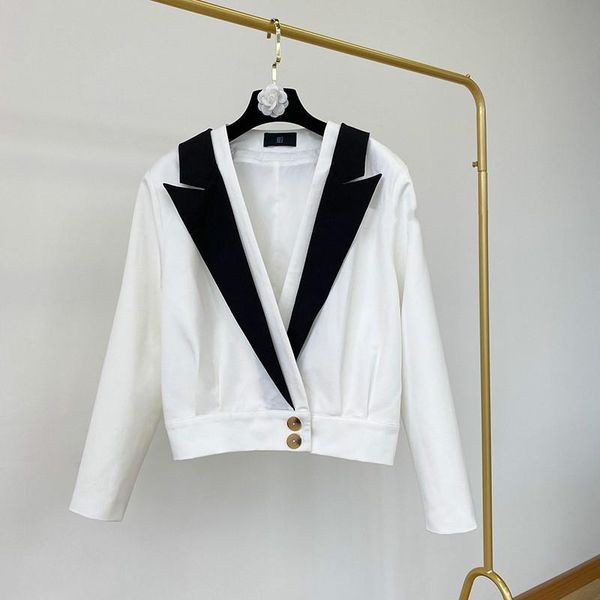 

women's suits & blazers [ewq] korea chic autumn casual trendy women lapel button contrast stitching fashion loose long-sleeved blazer 2, White;black