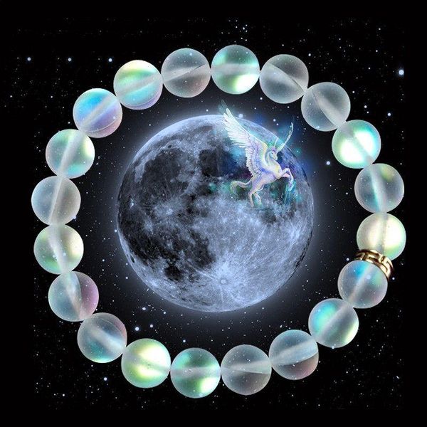 

beaded, strands mermaid glass crystal moonstone bracelets women multicolor matte shining stone beaded charm bracelet handmade wristband jewe, Black