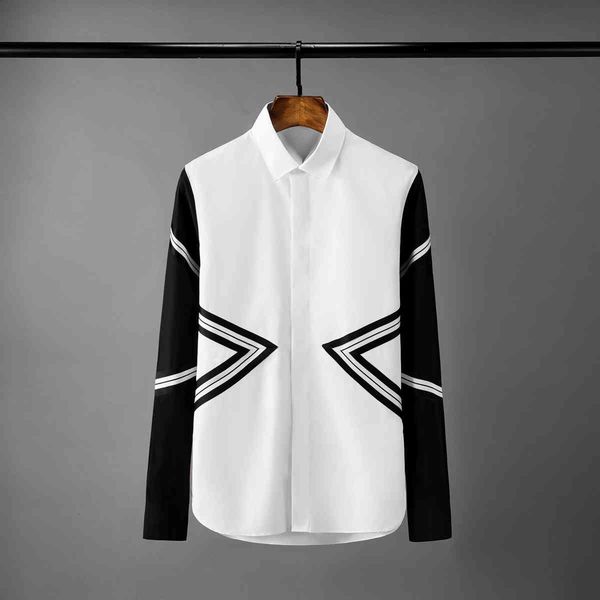 

tee polo shirt shirt shirt white black contrast color luxury long sleeve cotton mens fashion slim fit party man shirts