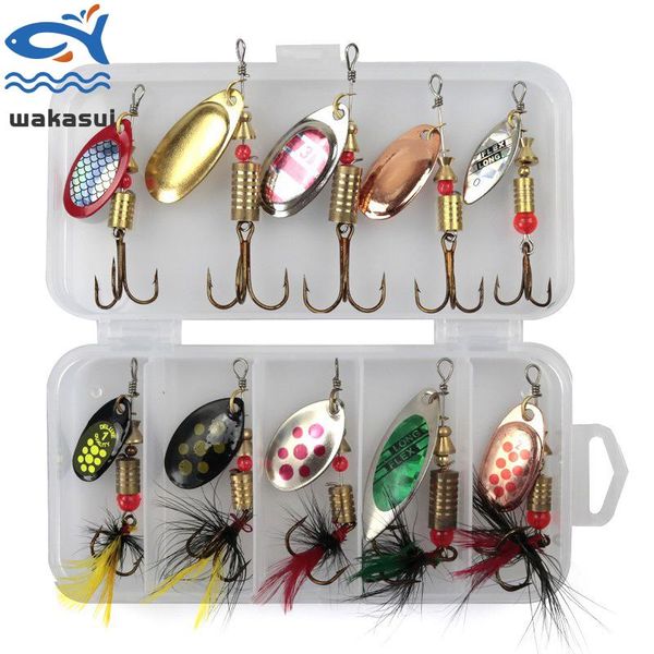 

10pcs/box/lot carp fishing baits fake bait tools outdoors spinner lure 3g-7g wobbler metal lures sequin hand crank hooks