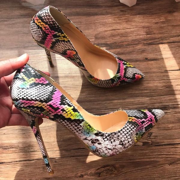 

fashion women pumps black white snake printed pointy toe high heels shoes big size 43 12cm 10cm 8cm party dress