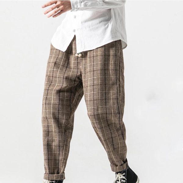 

men's pants lattice splicing clothes hip hop jogger overalls loose comfortable streetwear trousers casual sweatpant man, Black