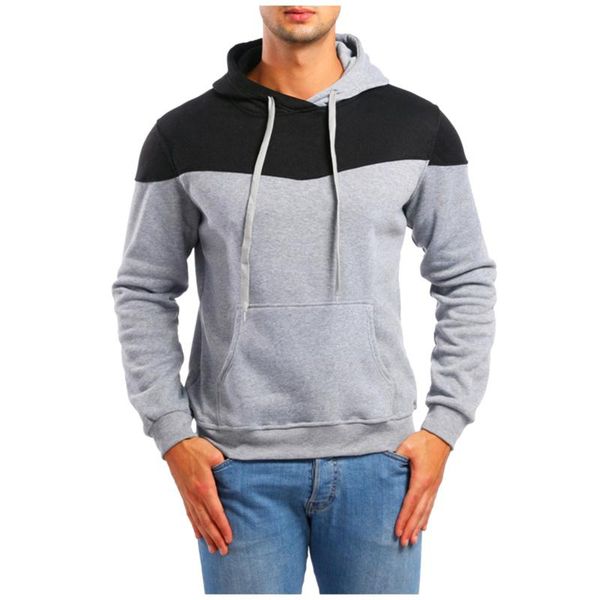 

men's hoodies & sweatshirts casual color block hooded pullover sweatshirt with pocket, Black