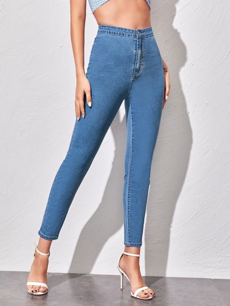 

high-waisted cropped skinny jeans z0yo#, Blue