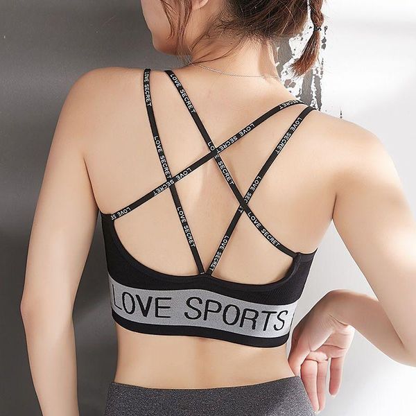 

yoga outfit lingerie women beautiful back bra shockproof gathered no steel ring wrapped outer wear inner base camisole sports underwear