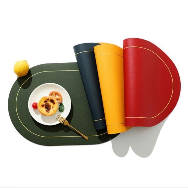 

mats & pads 1pc 45x30cm placemat pvc non-slip table mat soft double-sided two-color waterproof heat insulation tableware pad