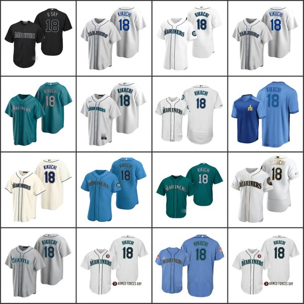 

seattle mariners men 18 yusei kikuchi women youthjersey, Black;red