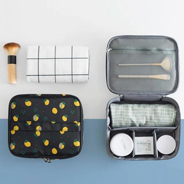 

portable toiletry kits cosmetic bag lemon printing wast storage travel makeup pouch woman make up bags organizer kit beauty case duffel