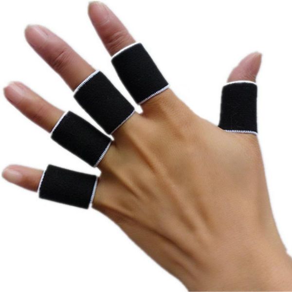 

wrist support 10pcs stretchy finger sleeve wrap arthritis guard volleyball sports, Black;red