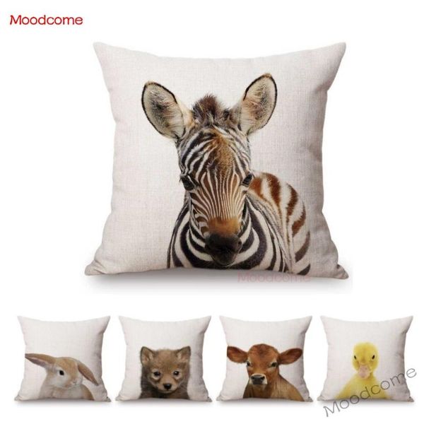 

cushion/decorative pillow cute baby setting nursery art woodland animals zebra duck home decor sofa throw case cushion cover for kids