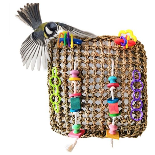 

bird climbing net parrot toys woven seagrass biting hanging rope swing play ladder chew foraging colorful funny other supplies