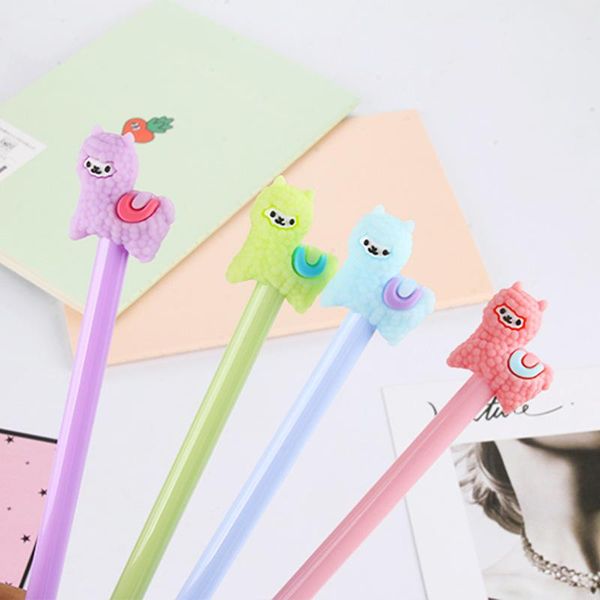 

cartoon creative plush alpaca gel pen cute lamb black water-based student stationery office accessories pens
