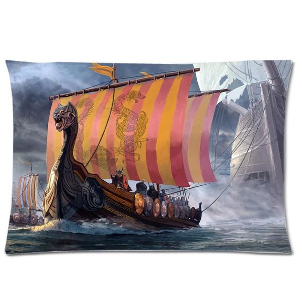 

pillow case bedroom decorative rectangle pillowcase zippered viking dragon head ship cover 50x75cm slip