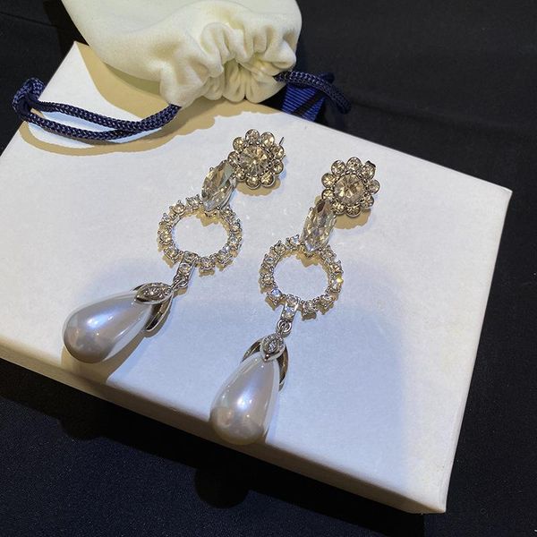 

dangle & chandelier retro flowers round shape pearl tassel earring cubic exaggeration long water droplets for women personality temperament, Silver