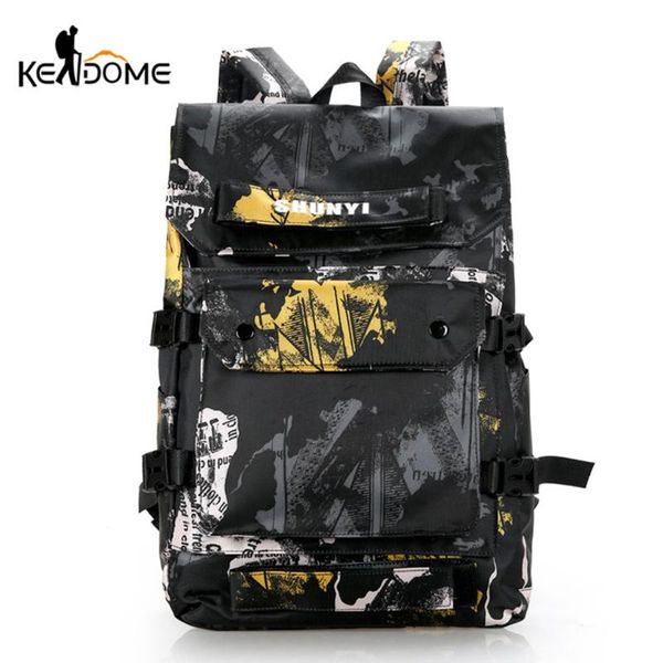 

anti-theft nylon backpack graffiti camouflage backpacks for teenager travel camping climbing crossbody bags schoolbags x333d outdoor