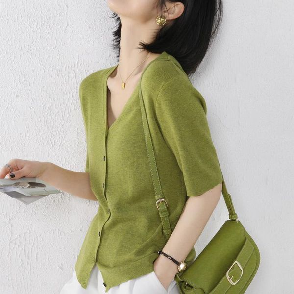 

women's trench coats 2021 spring summer knitted cardigan short-sleeved v-neck thin outdoor loose air conditioning clothing jacket, Tan;black