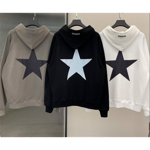 

19fw pentacle hoodie streetwear fashion mens women hoodies stars printed hoodies pullover winter sweatshirts size s-xl, Black