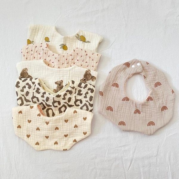 

bibs & burp cloths muslin baby double cotton bamboo fiber drool bib saliva towel boys girls feeding apron bandana for borns