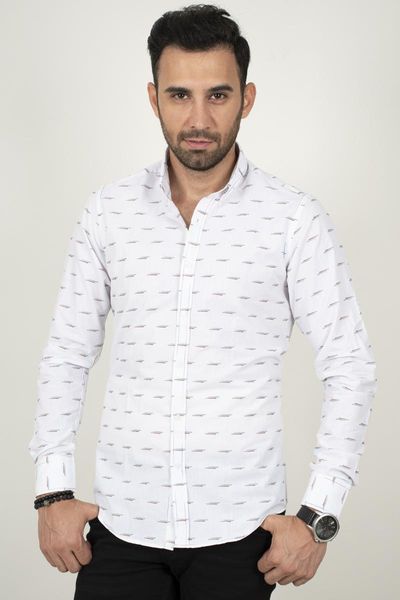 

deepsea white-blue 100 cotton normal mould male shirt dot pattern long sleeve casual four seasons clothing 2003159 men's shirts, White;black