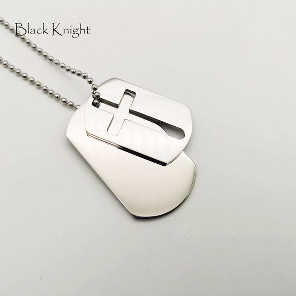 

pendant necklaces 2021 s/s fine polished stainless steel cross dog tag necklace hollow out 2pcs blkn0639, Silver