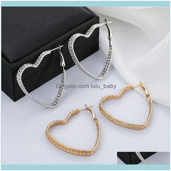 

jewelryfashion hollow heart hoop earrings for women girl statement golden punk charm party jewelry & hie drop delivery 2021 veswg, Golden;silver