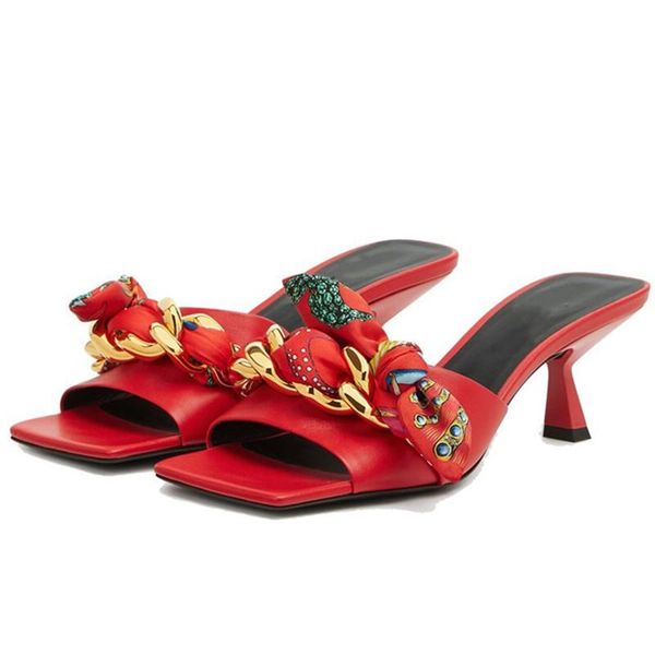 

slippers fashion red women silk ribbon weaved summer dress shoes woman high heel slides ladies sandals, Black