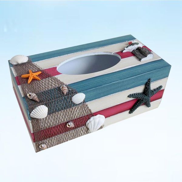 

tissue boxes & napkins 1pc mediterranean decorative box wooden crafts storage home deskdecoration (color stripe)