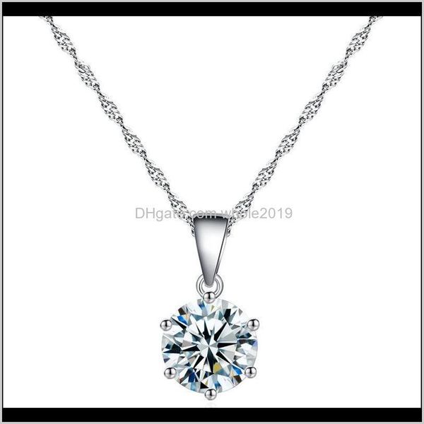 

& pendants jewelry drop delivery 2021 simple six-claw zircon necklace women pendant fashion personality geometric temperament necklaces rhfs, Silver