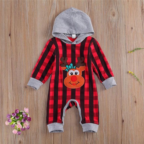

christmas jumpsuit infant toddler baby boy girl cartoon printed hoodie romper roupas infantil menina plaid casual clothing jumpsuits, Blue