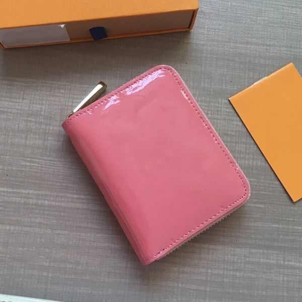 

classic women mini patent leather embossing shortage of money wallet handbags credit card note clutch bags small zipper change purse, Red;black