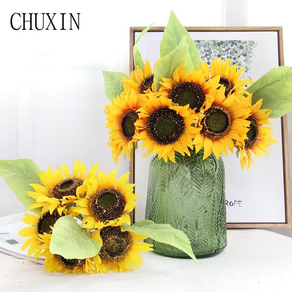 

heads sunflower bouquet simulation flower daisy wreath home decor wedding party decoration deskbalcony decorative flowers & wreaths
